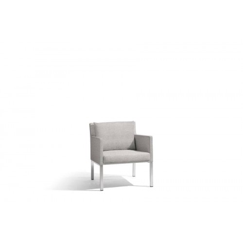 Outdoor armchair Liner by Manutti - Anodised aluminium frame, Lotus smokey seat