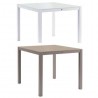 Square outdoor dining table Kwadra by Sifas - White or moka lacquered aluminium, white or chanvre glass top