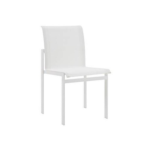 Dining chair Kwadra by Sifas - White lacquered aluminium, white Textilene seat