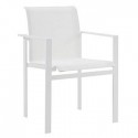 Fauteuil de repas Kwadra de Sifas - Aluminium laqué blanc, assise Textilène blanc