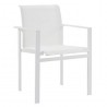 Dining armchair Kwadra by Sifas - White lacquered aluminium, white Textilene seat