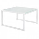 Table basse carrée Kwadra de Sifas - Aluminium laqué blanc, plateau verre blanc