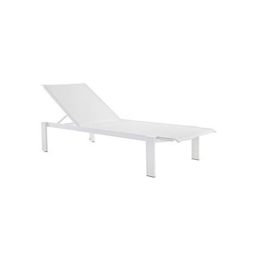 Chaise longue Kwadra de Sifas - Aluminium laqué blanc, assise Textilène blanc
