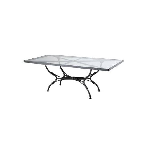 Rectangular dining table Kross by Sifas - Black wrought iron, transparent glass top