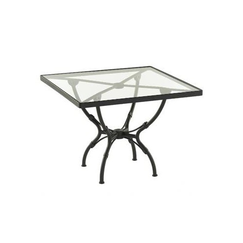 Square dining table Kross by Sifas - Black wrought iron, transparent glass top
