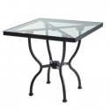 Square pedestal Kross by Sifas - Wrought iron black, transparent glass top