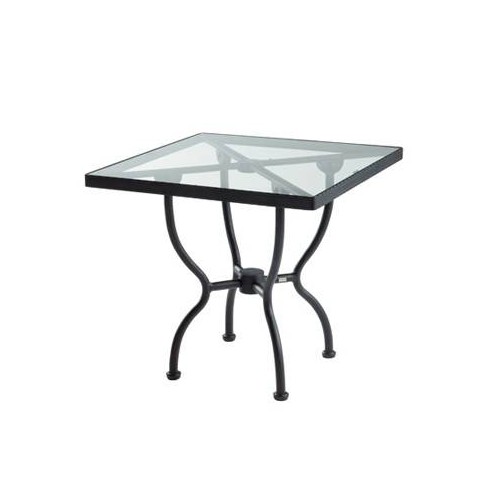 Square pedestal Kross by Sifas - Wrought iron black, transparent glass top