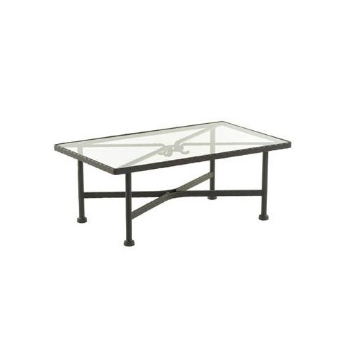 Table basse rectangulaire Kross de Sifas - Fer forgé noir, plateau verre transparent