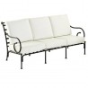 Sofa 3 seats Kross by Sifas - Black forged aluminium, white seat cushions 