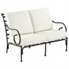 Sofa 2 seats Kross by Sifas - Black forged aluminium, white seat cushions