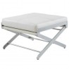 Footstool Oskar by Sifas - Anodised aluminium, white synthetic leather seat cushion