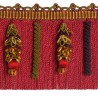 Frange moulinée enjolivée 12 cm collection Duchesse - Houlès coloris 33160/9500 framboise