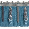 Frange moulinée enjolivée 12 cm collection Duchesse - Houlès coloris 33160/9600 bleu