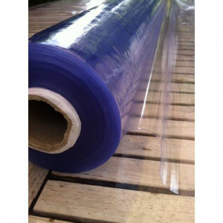 Roll of 30 ml of flexible cristal clear plastic 0.65 mm (65/100) on 140 cm wide