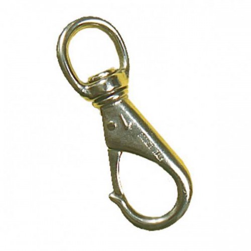 Stainless steel carabiner with nickel plated naval bronze swivel