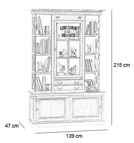 Schéma meuble de libraire Felix Monge