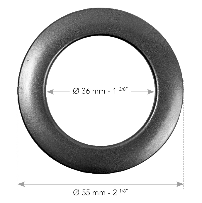 Dimensions œillets ronds pvc pour rideaux diamètre 36 mm référence 58402