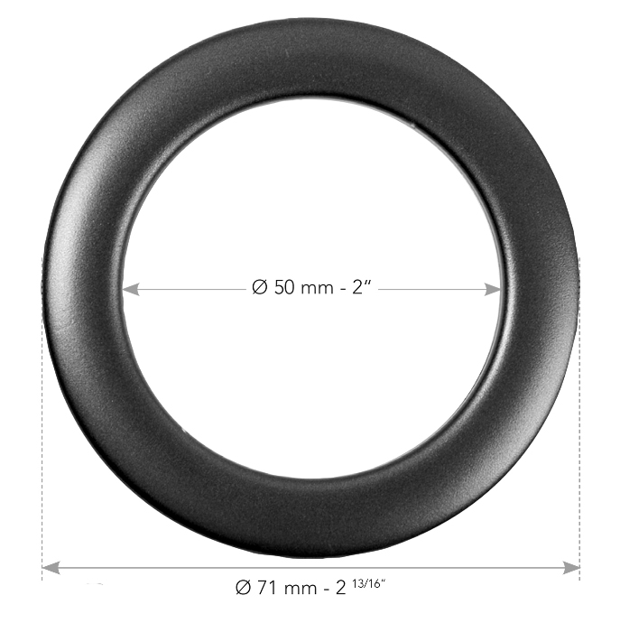Dimensions œillets ronds pvc pour rideaux diamètre 50 mm référence 58400